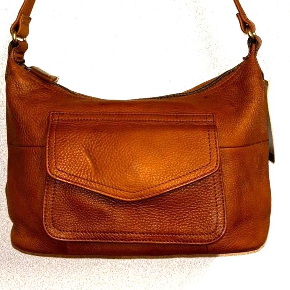 Cargo Small Hobo Saddle Brown Leather Shoulder Bag Fossil Zip  NWT - Flaws
